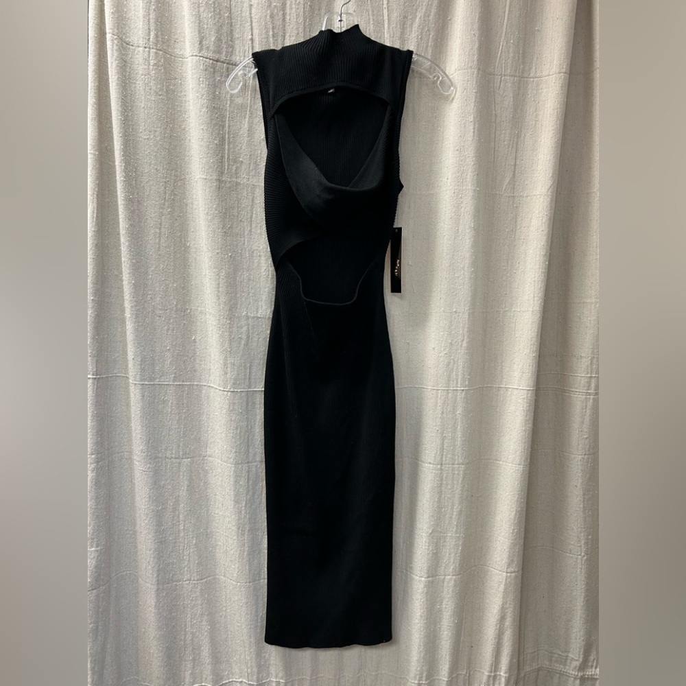 Almost Famous NWT Ribbed Bodycon Dress Women Small Black Knee Length/ size S - Picture 6 of 12
